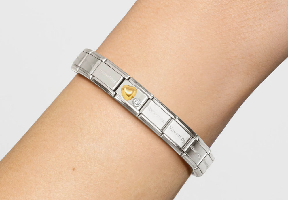 
                      
                        Nomination Classic Link Gold Heart & CZ Set in Silver
                      
                    