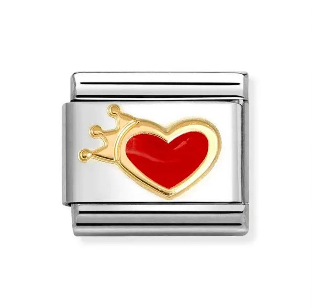 Nomination Classic Gold Red Heart Crown Charm