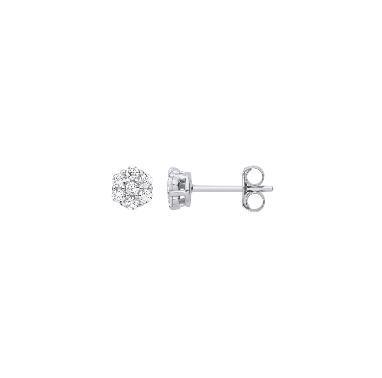 Coe & Co Sterling Silver CZ Flower Cluster Studs