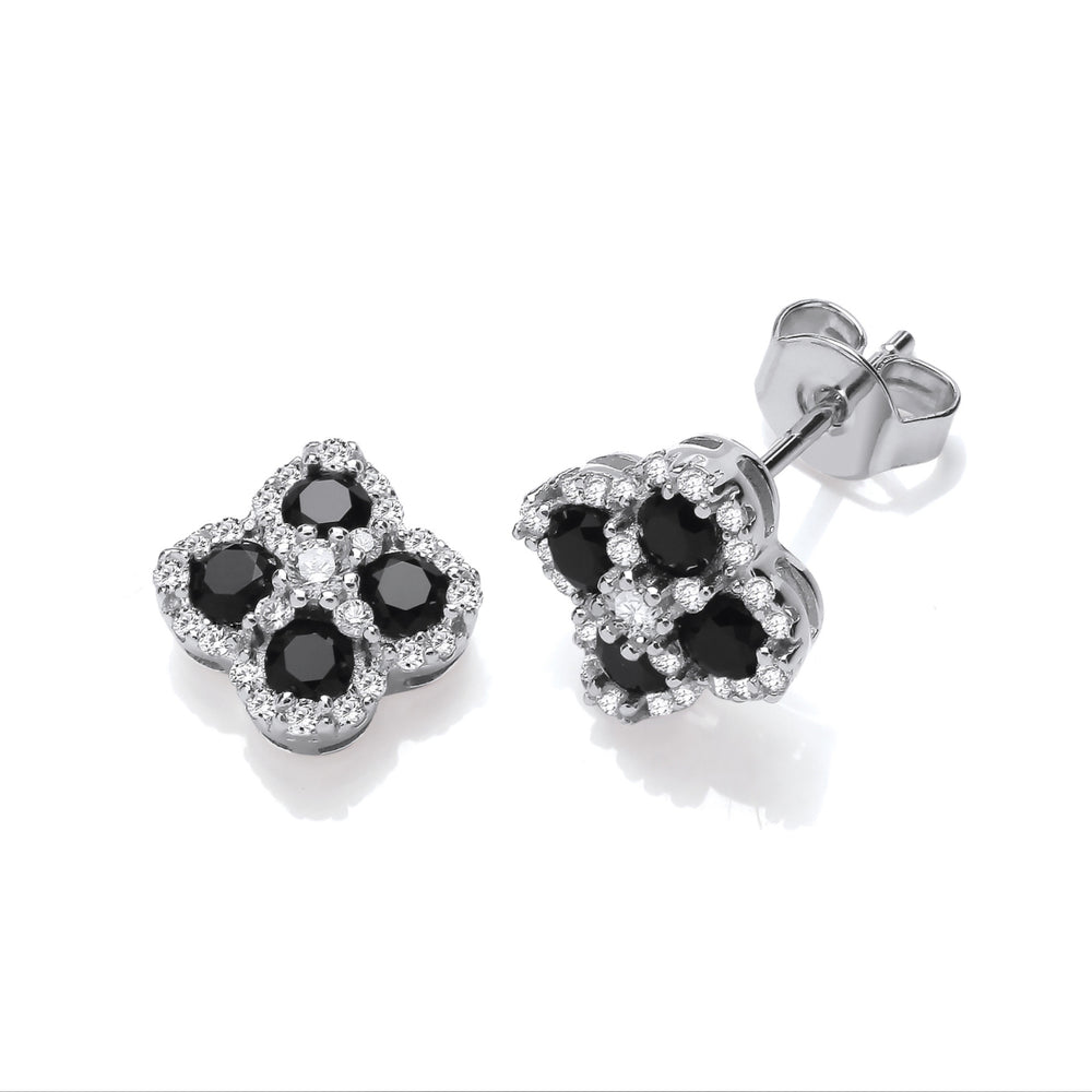 Coe & Co Black Four Leaf Clover Cz Stud Earrings