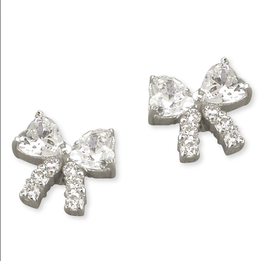 Coe & Co Sterling Silver CZ Bow Earrings