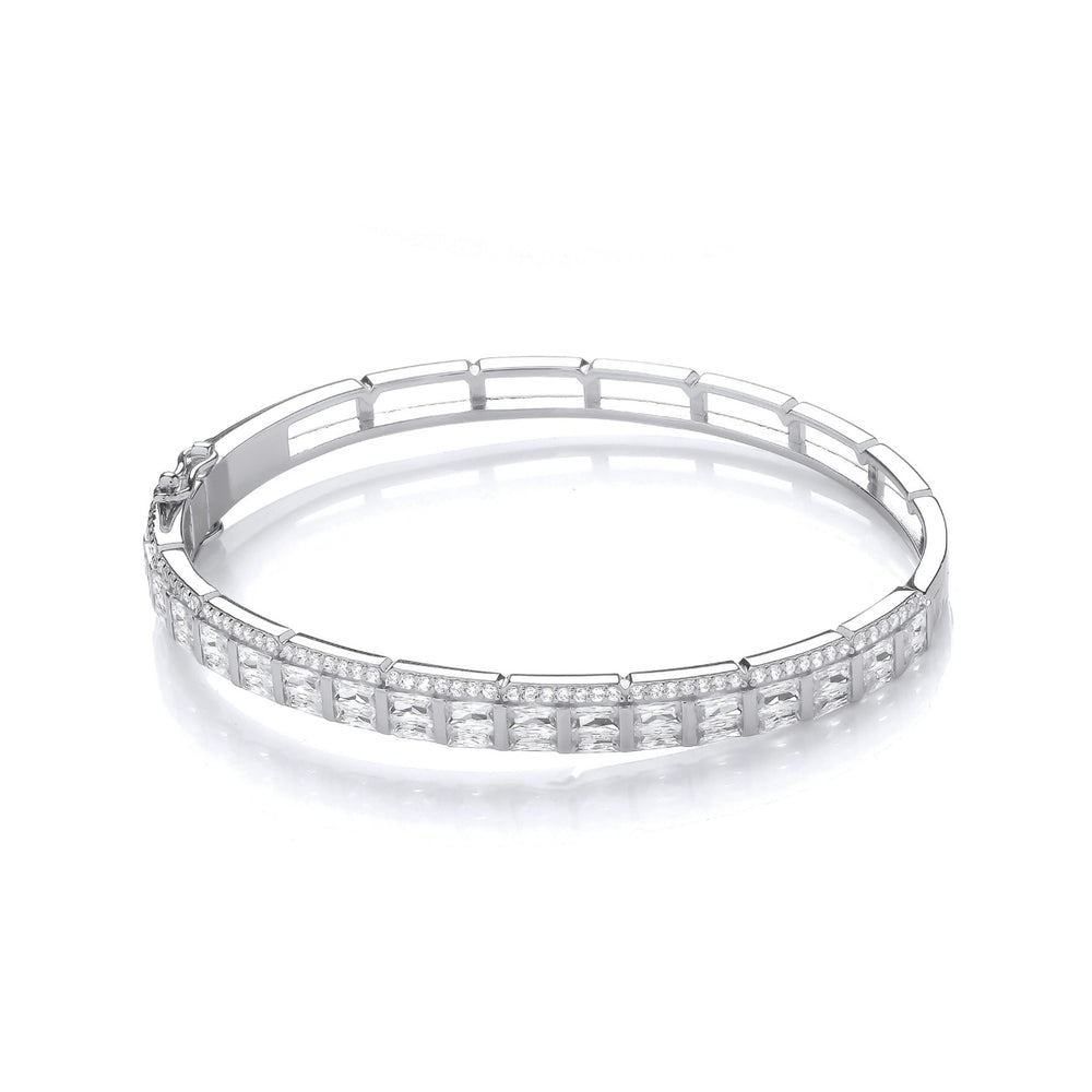 Coe & Co Sterling Silver Baguette & Round CZs Ladies Bangle