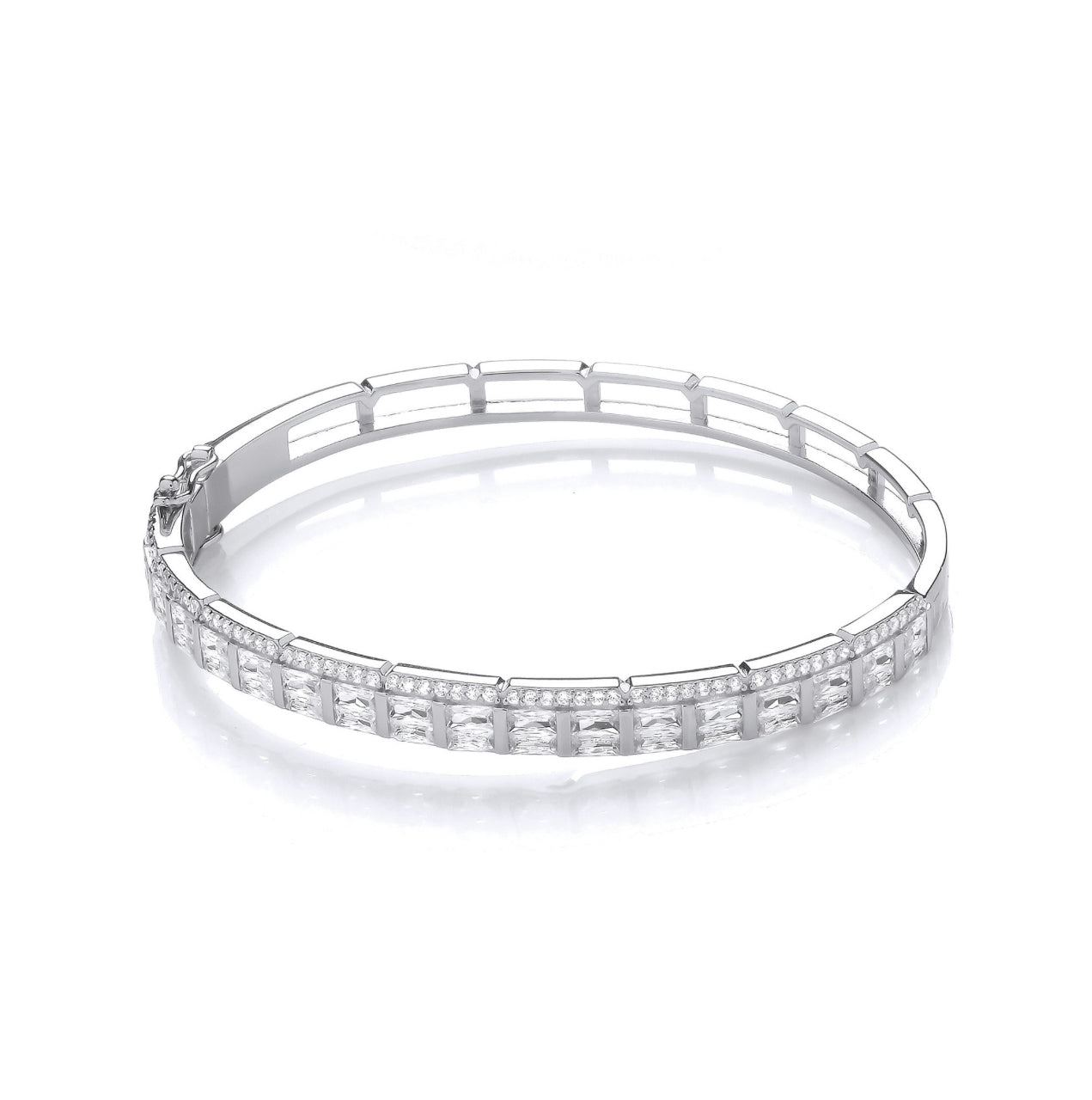 Coe & Co Sterling Silver Baguette & Round CZs Ladies Bangle
