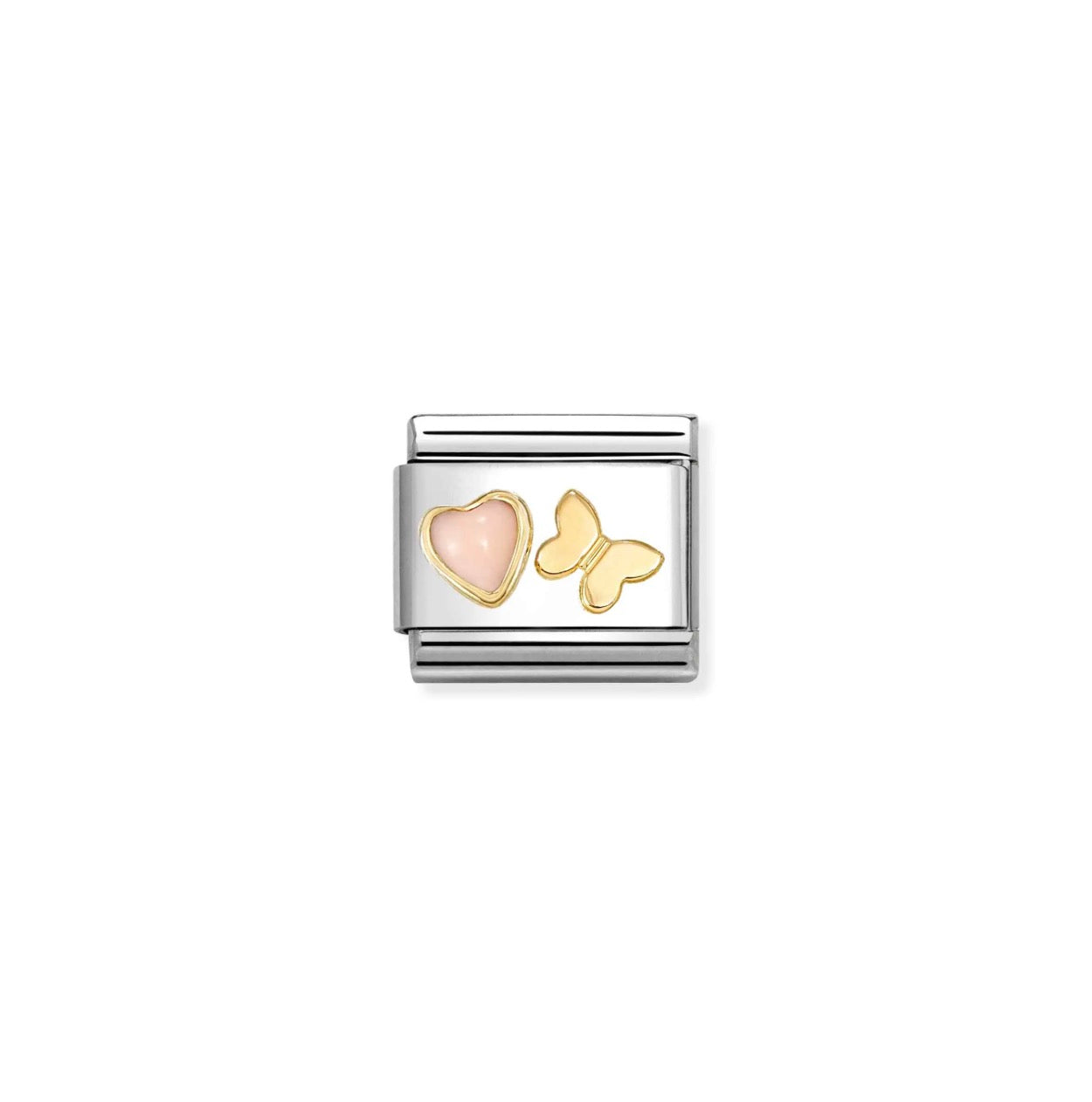 Nomination Classic Link Pink Coral Heart & Butterfly