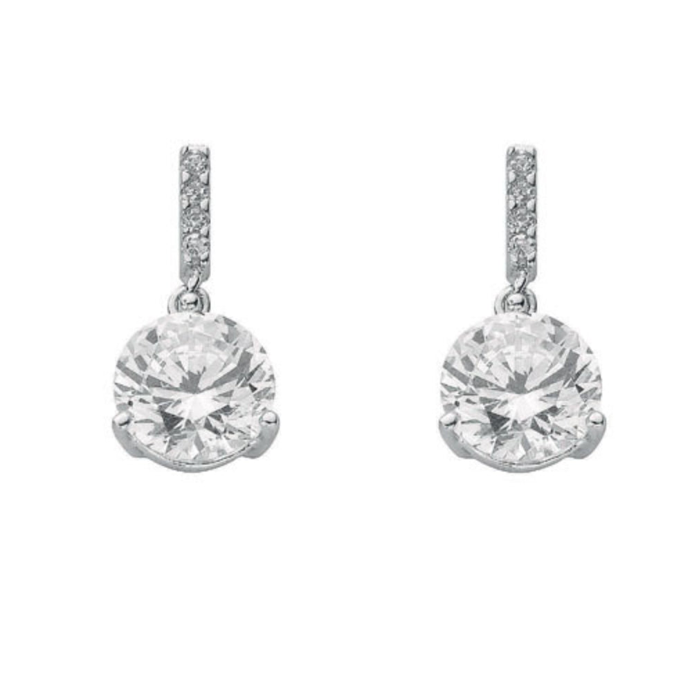 Coe & Co Sterling Silver Cz Drop Stud Earrings