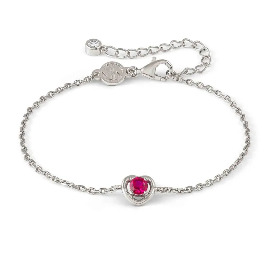 Nomination Cosmic Love Silver Heart Red CZ Bracelet