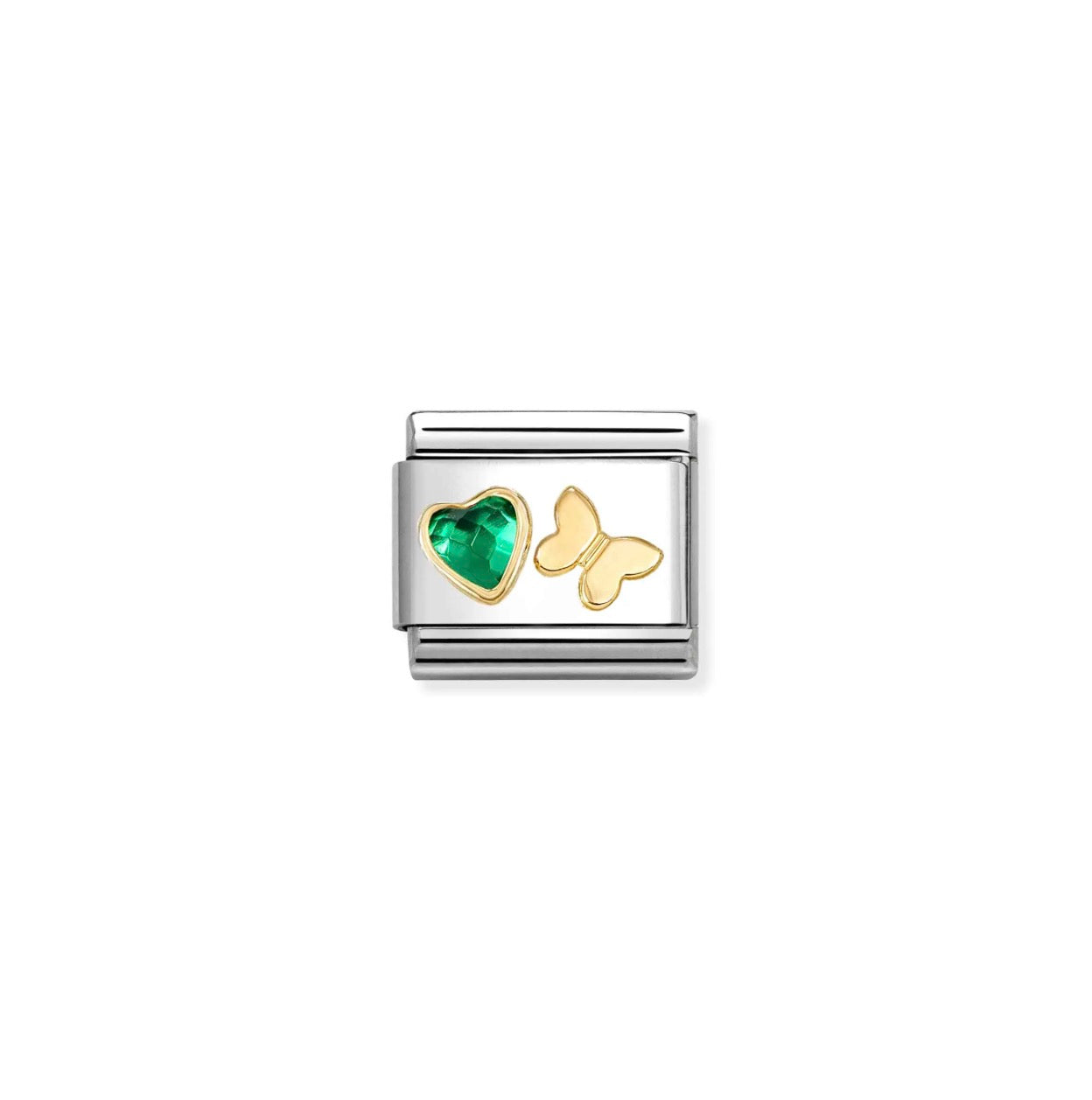 Nomination Classic Link Green Heart & Butterfly