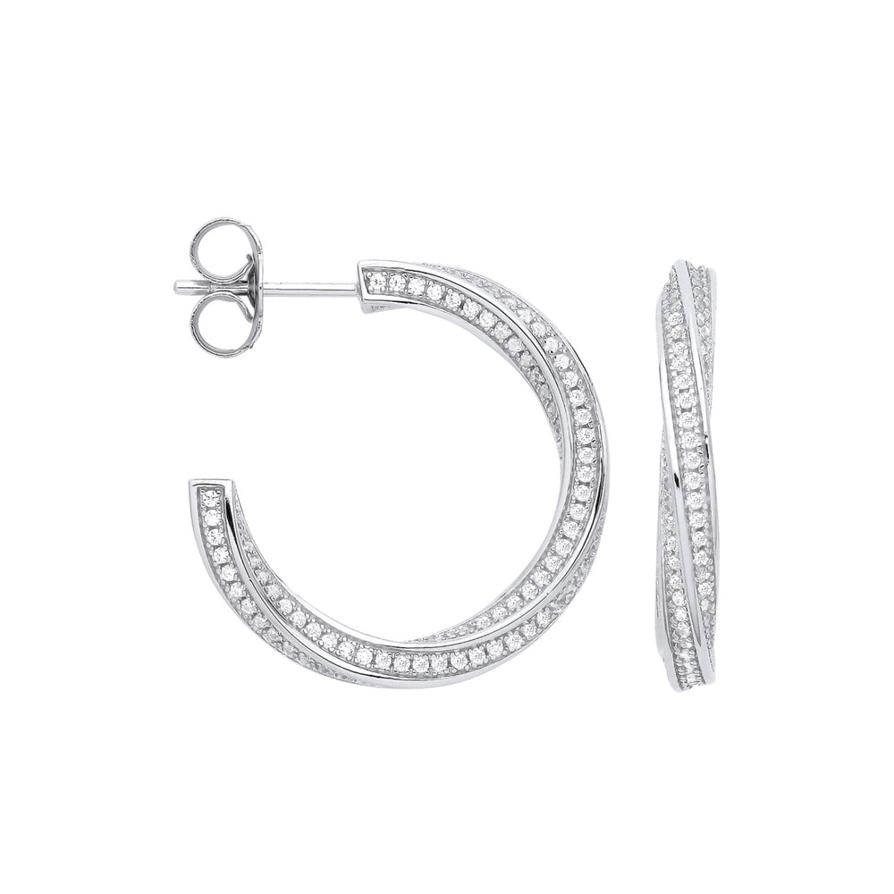 Coe & Co Silver CZ Twist Hoop Earrings