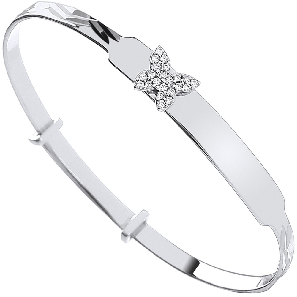 Coe and Co Sterling Silver Baby Bangle with Butterfly Cz