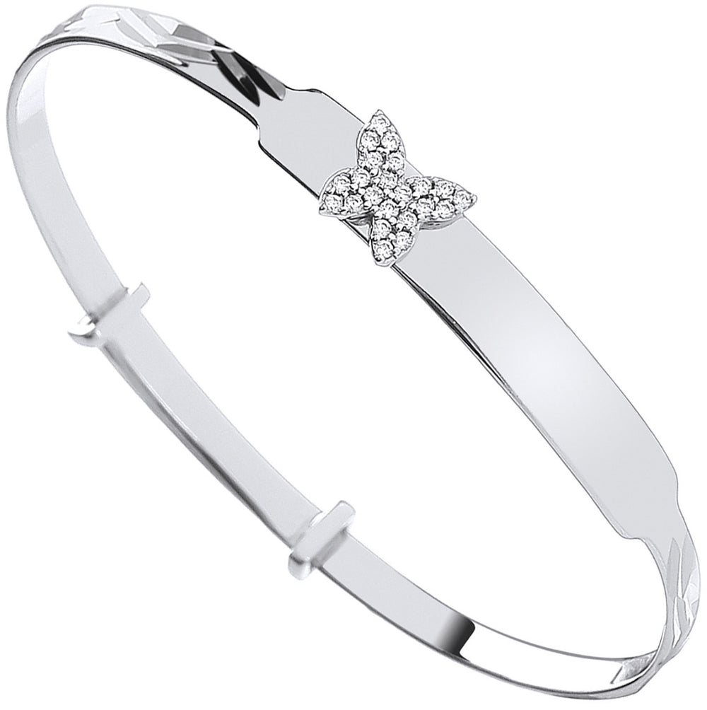 Coe and Co Sterling Silver Baby Bangle with Butterfly Cz