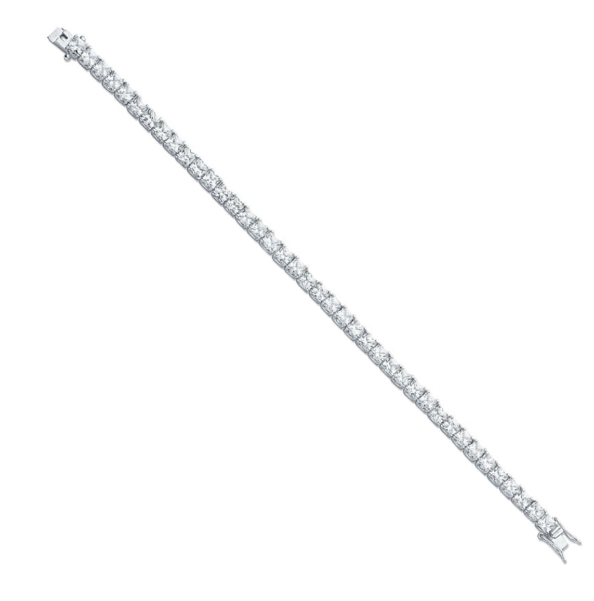 Coe & Co Sterling Silver Princess Cut Cz Tennis Bracelet