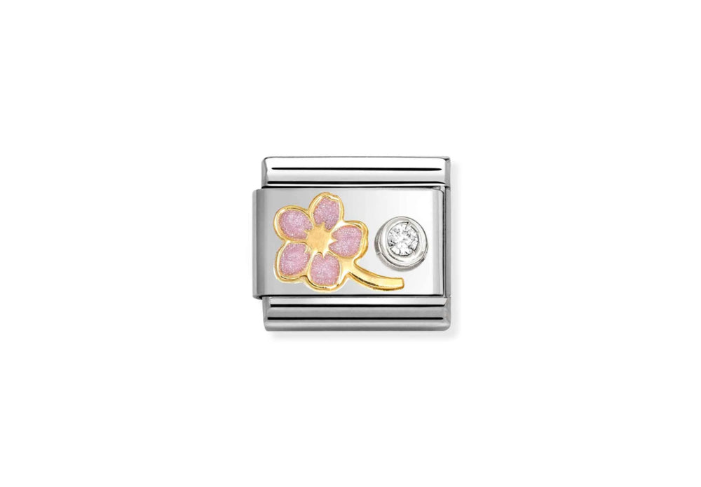 Nomination Classic Link Pink Forget-Me-Not & CZ Set