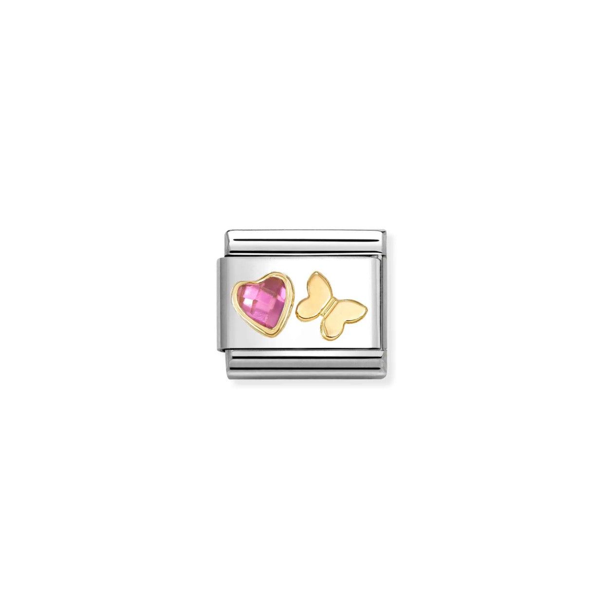 Nomination Classic Link Dark Pink Heart & Butterfly