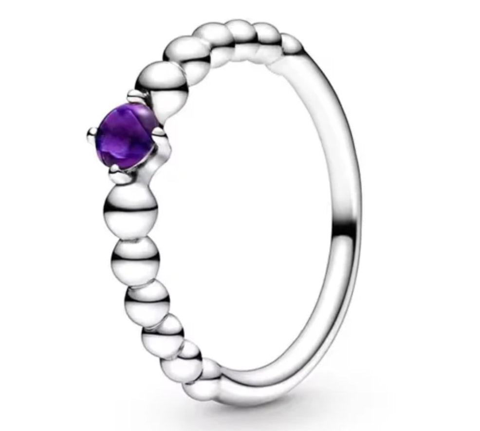 Pandora Beaded February Birthstone Ring