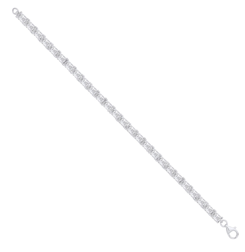 Coe & Co Silver Emerald Cut CZ Tennis Bracelet