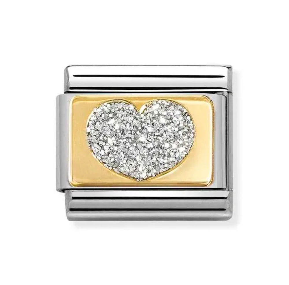 Nomination Classic Gold Glitter Silver Heart Charm