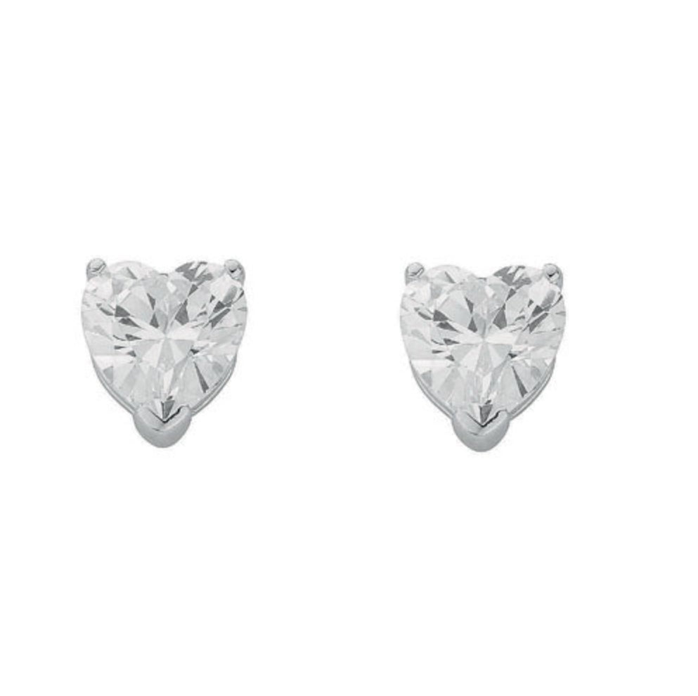 Coe & Co Sterling Silver Heart Cut CZ Stud Earrings