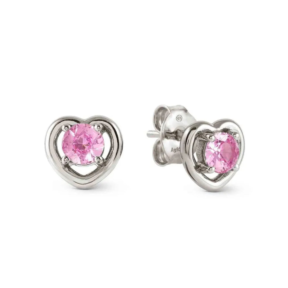 Nomination Cosmic Love Silver Heart Pink CZ Stud Earrings