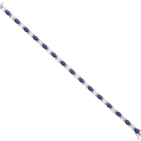 Coe & Co Silver Oval Sapphire Blue Tennis Bracelet