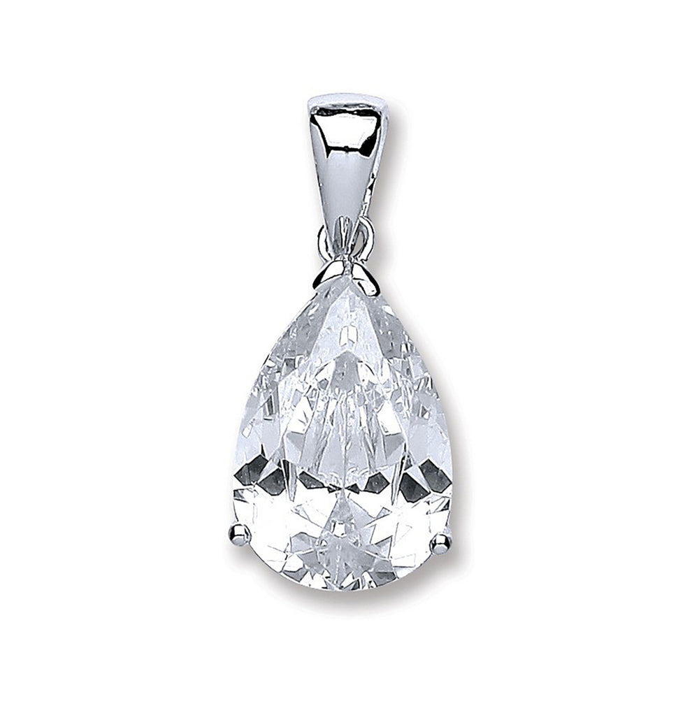 Coe & Co Sterling Silver Pear Cz Pendant with Chain