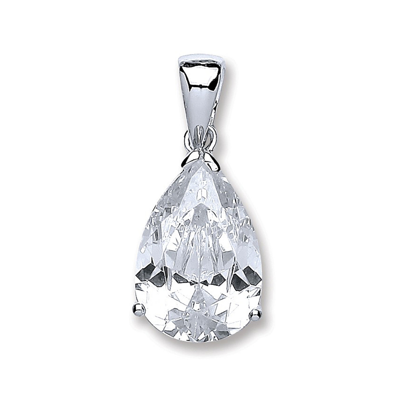 Coe & Co Sterling Silver Pear Cz Pendant with Chain