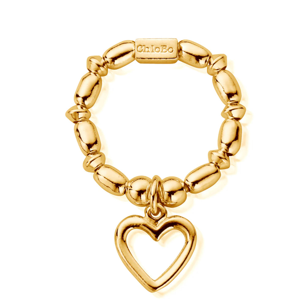 ChloBo Gold Mini Rice Open Heart Ring