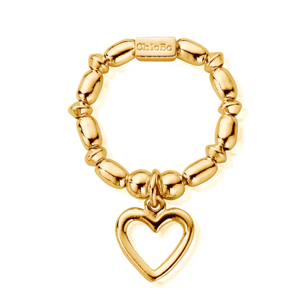 ChloBo Gold Mini Rice Open Heart Ring