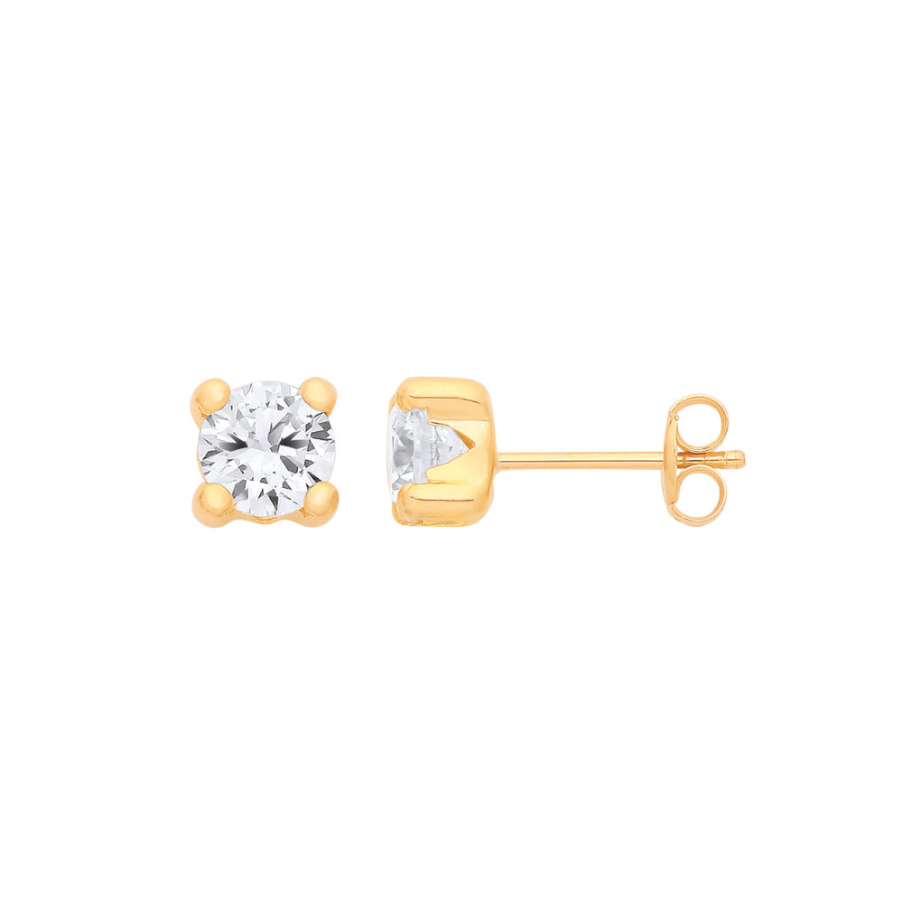 Coe & Co 9ct Yellow Gold 5mm White CZ Stud Earrings