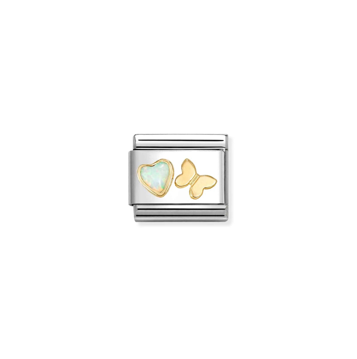 Nomination Classic Link White Opal Heart & Butterfly