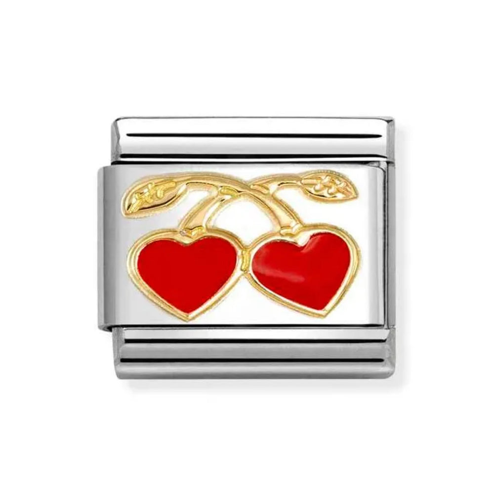 Nomination Classic Gold Red Heart Cherries Charm