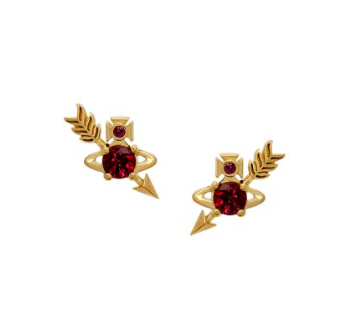 Vivienne Westwood Ginger Stud Earrings in Yellow Gold with Red CZ