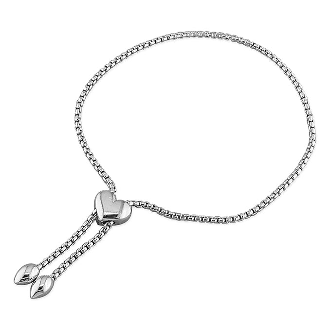 Coe & Co Sterling Silver Heart Beaded Slider Bracelet