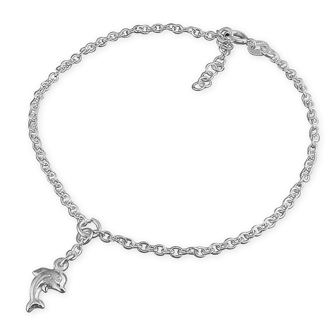 Coe & Co Sterling Silver Dolphin Charm Anklet