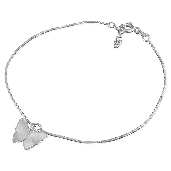 Coe & Co Sterling Silver Butterfly Charm Anklet