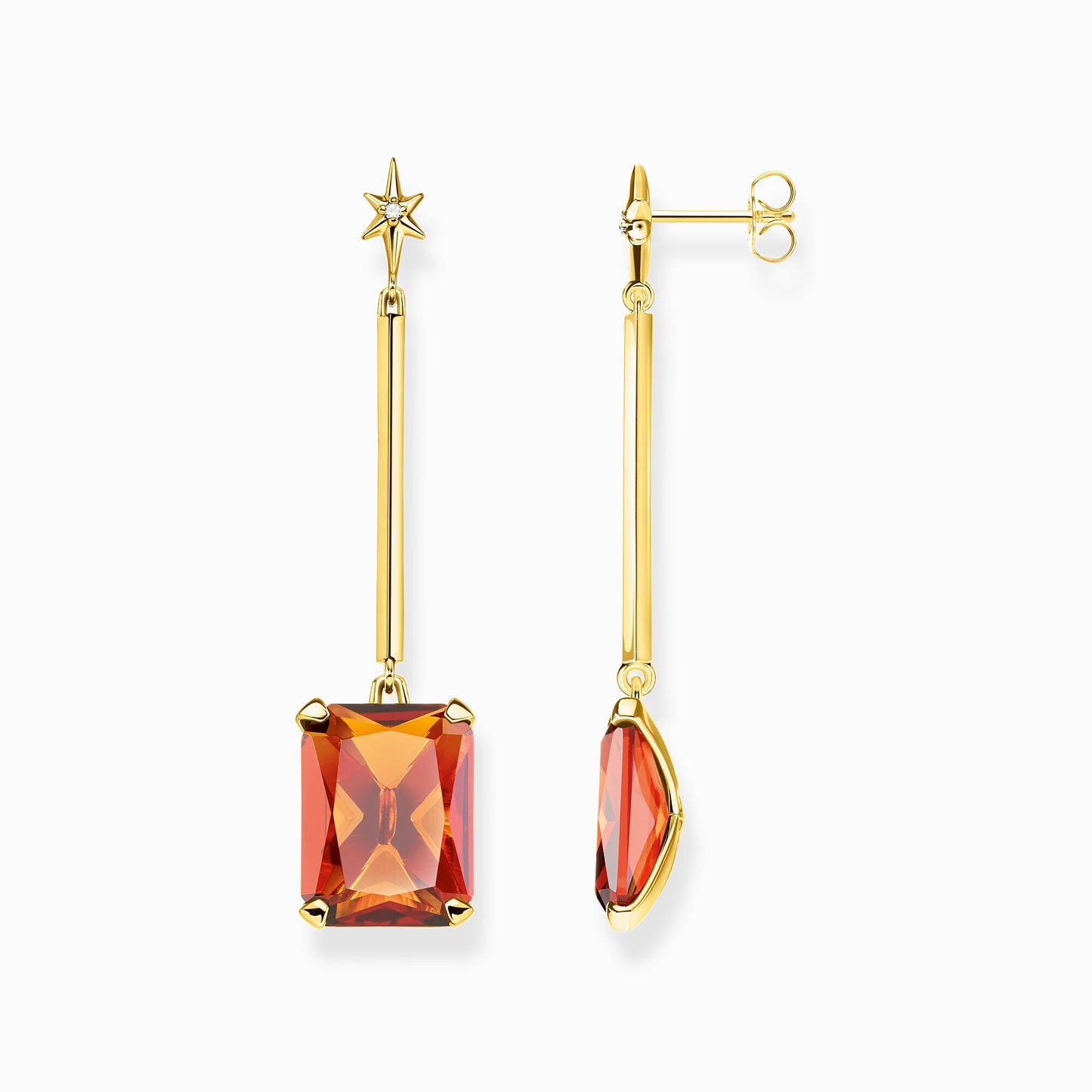 Thomas Sabo Earrings with orange stone and star gold plated