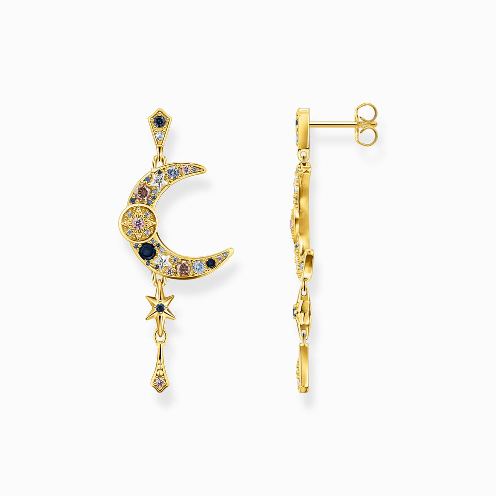 Thomas Sabo Earrings Royalty moon with stones gold