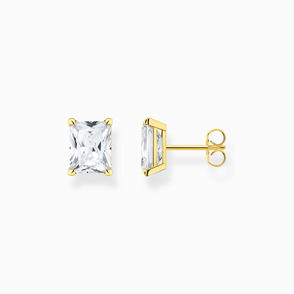 Thomas Sabo White Stone Gold Plated Stud Earrings