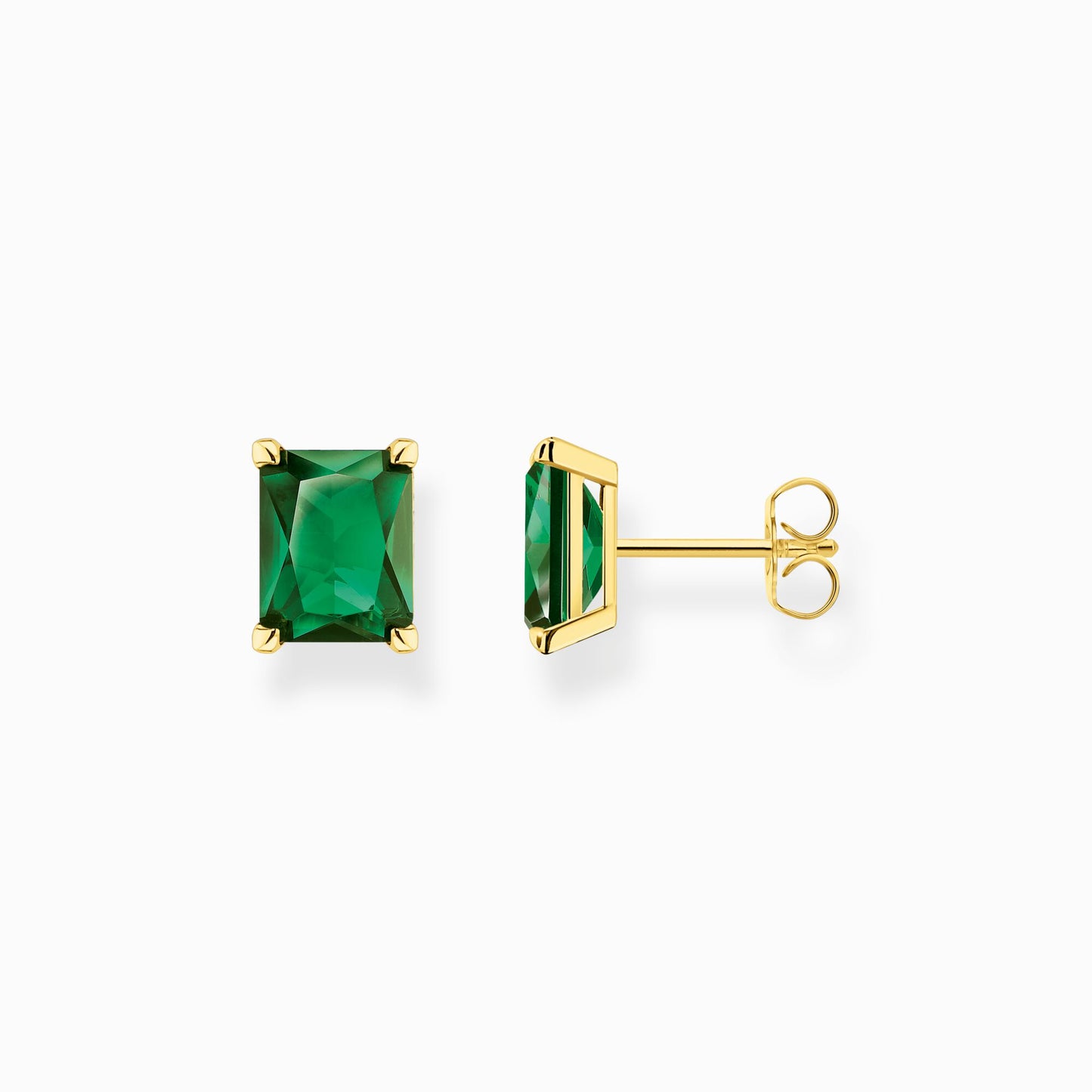 Thomas Sabo Ear studs with green stone gold plated