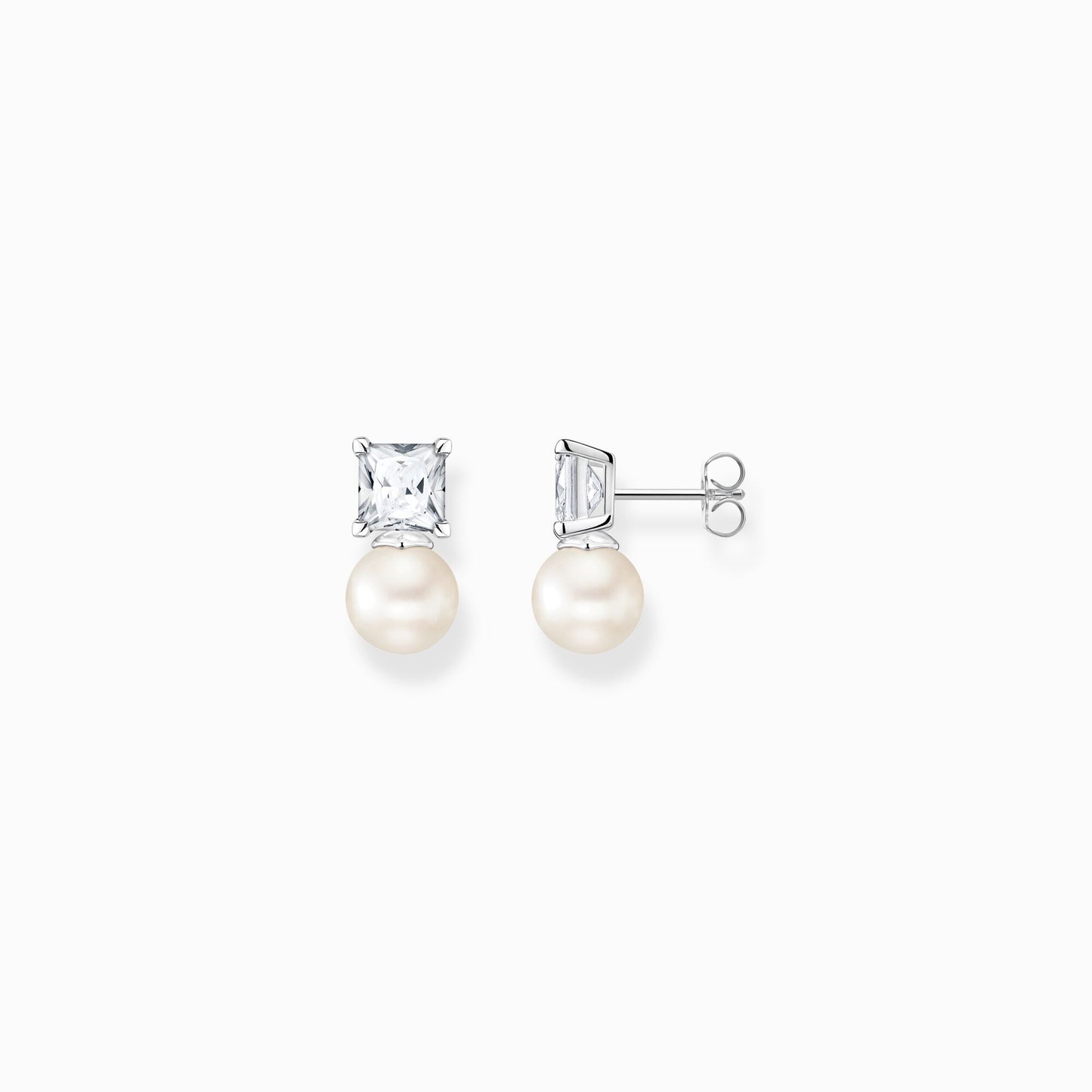 Load image into Gallery viewer, Thomas Sabo Ear studs pearl with white stone silver

