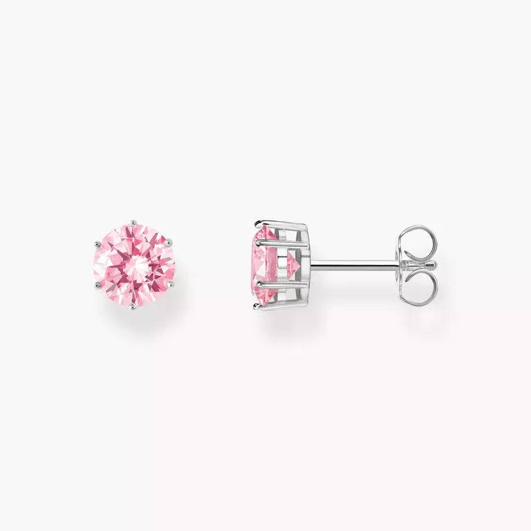 Thomas Sabo Big Pink Round Stone Stud Earrings