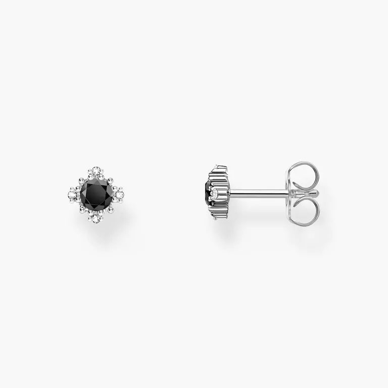 Thomas Sabo Silver Vintage Black CZ Small Stud Earrings