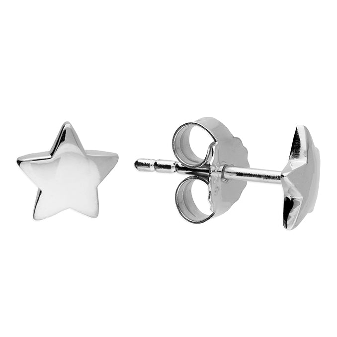 Coe & Co Sterling Silver Small Plain Domed Star Stud Earring