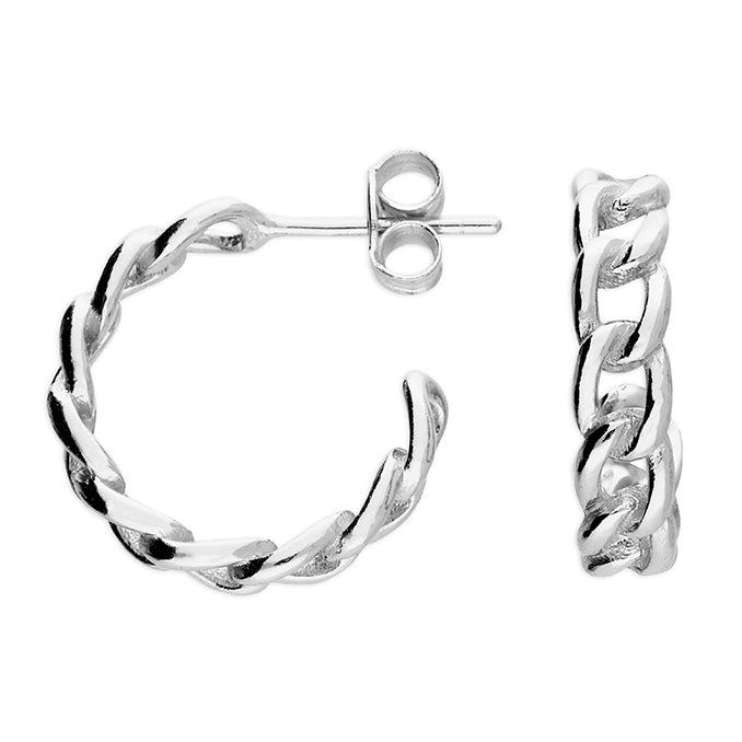 Coe & Co Sterling Silver 18mm Entwined Link Hoop Earrings