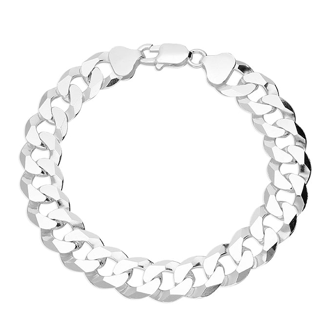 Coe & Co Sterling Silver Flat Wide Curb Bracelet 21.5cm