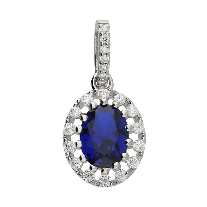 Coe & Co Sterling Silver Blue Spinel and CZ Pendant with Chain