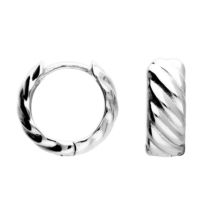 Coe & Co Wide Ribbed Huggie Hoop Earrings