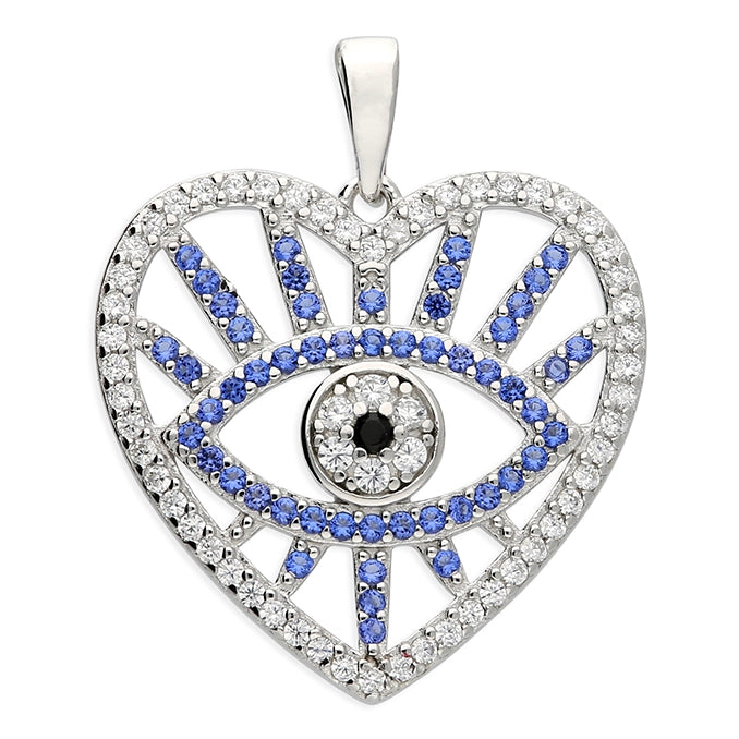 Coe & Co Silver Greek Eye Pendant with Chain