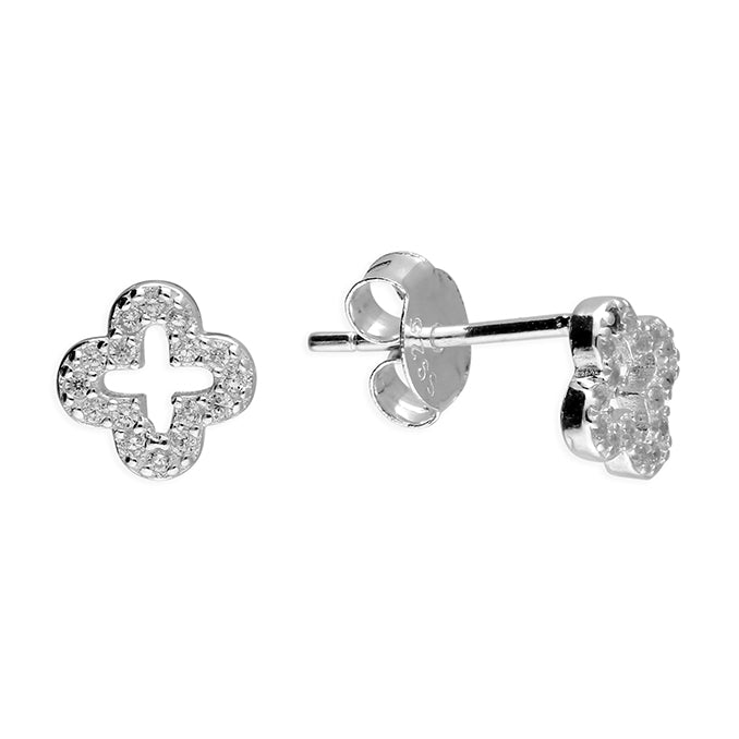 Coe & Co Open Clover Sterling Silver Stud Earrings