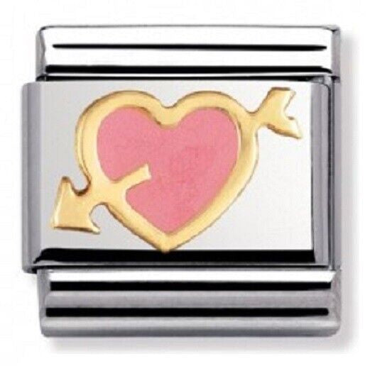 Nomination Classic Link with Pink Heart & Arrow in Yellow Gold Tone