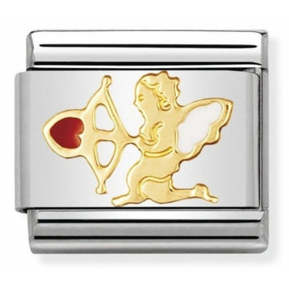 Nomination Classic Link with Kneeling Cupid in Yellow Gold Tone